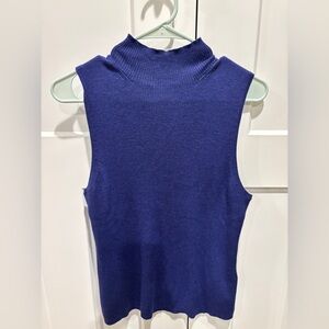 Madewell Sleeveless Mock Neck Knit Top Merino Wool Silk Blend Size XL